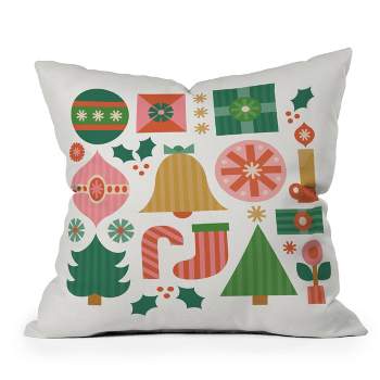 16"x16" Carey Copeland Gifts of Christmas Square Throw Pillow Green - Deny Designs