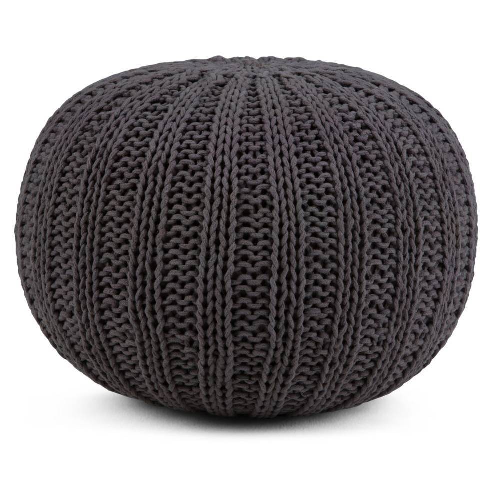 Grandville Hand Knit Round Pouf Slate Gray - WyndenHall