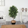 Nearly Natural 4-ft Ficus Artificial Tree in Boho Chic Handmade Cotton & Jute Black Woven Planter - 3 of 4