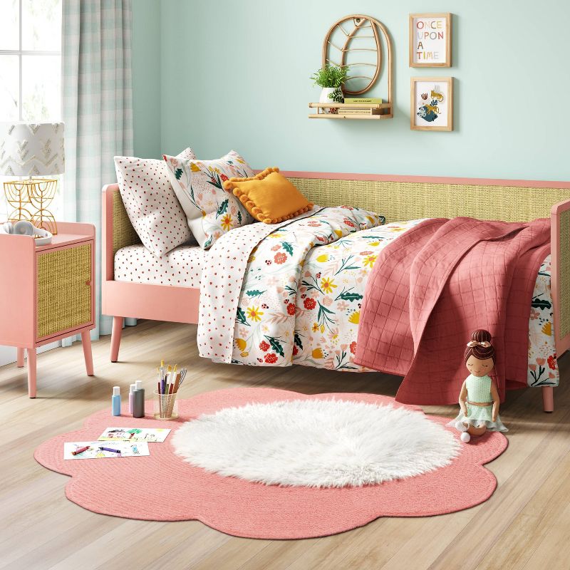 Rattan & Wood Bedside Kids' Cabinet Rose Pink - Pillowfort™, 3 of 14