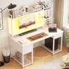 Aheaplus 47-55 inch Computer Desk with with 3 Drawers and Storage Shelves - 2 of 4