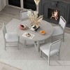 5 PCS Space-Saving Dining Set with Table, Round Table with MDF Radial Grain Tabletop, Upholstered Chairs with Rubberwood Frame-Coolbibila - 3 of 4