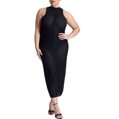 ELOQUII Women's Plus Size Cheveron Midi Dress