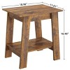 End Table, Side Table with 2-Tier Storage Shelf, Sofa Table for Small Space, Farmhouse Square Nightstand for Entryway - 4 of 4