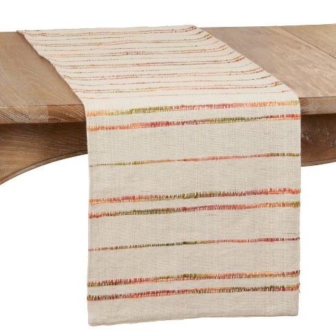 Saro Lifestyle Cotton Table Runner With Woven Line Design - image 1 of 4