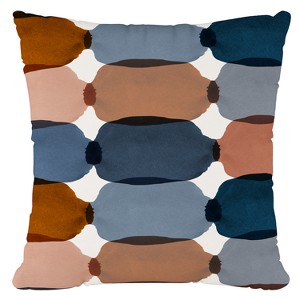 Blue/Brown Print Throw Pillow - Skyline Furniture: Geometric Linen & Cotton, Zipper Closure, Indoor Use - 1 of 4