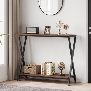 Narrow Console Table Small Entryway Table 2-Tier Display Table with Shelves - 1 of 4