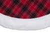 Northlight 60" Red and Green Plaid Christmas Tree Skirt With White High Pile Fleece Trim - 3 of 3
