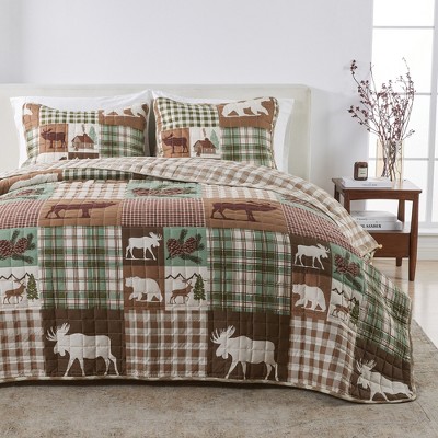 Rustic Woodland Printed Reversible Quilt Set - Great Bay Home