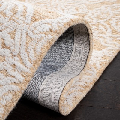 Ivory and Gold 6' x 6' Hand-Tufted Wool Square Rug