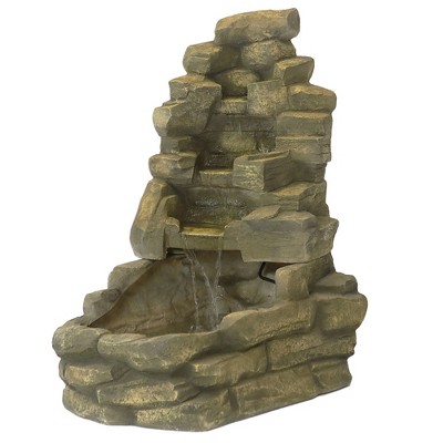 Sunnydaze 37"H Electric Fiberglass Stone Falls Waterfall Outdoor Water Fountain