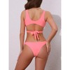 INSPIRE CHIC Women's Wide Strap O Ring Deep V Neck Bikini Sets, Tie Back Strappy Top Triangle Bottom Swimwear Suits 1 Set - 3 of 4