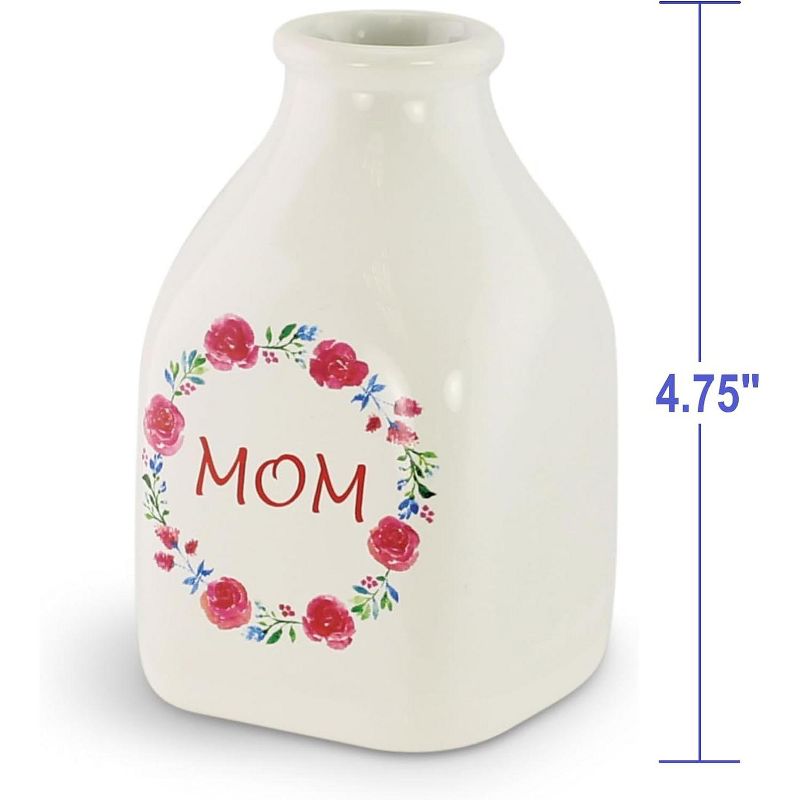 KOVOT Small Ceramic Bud Vase with Beautiful 'MOM' Floral Wreath Design, 2 of 5