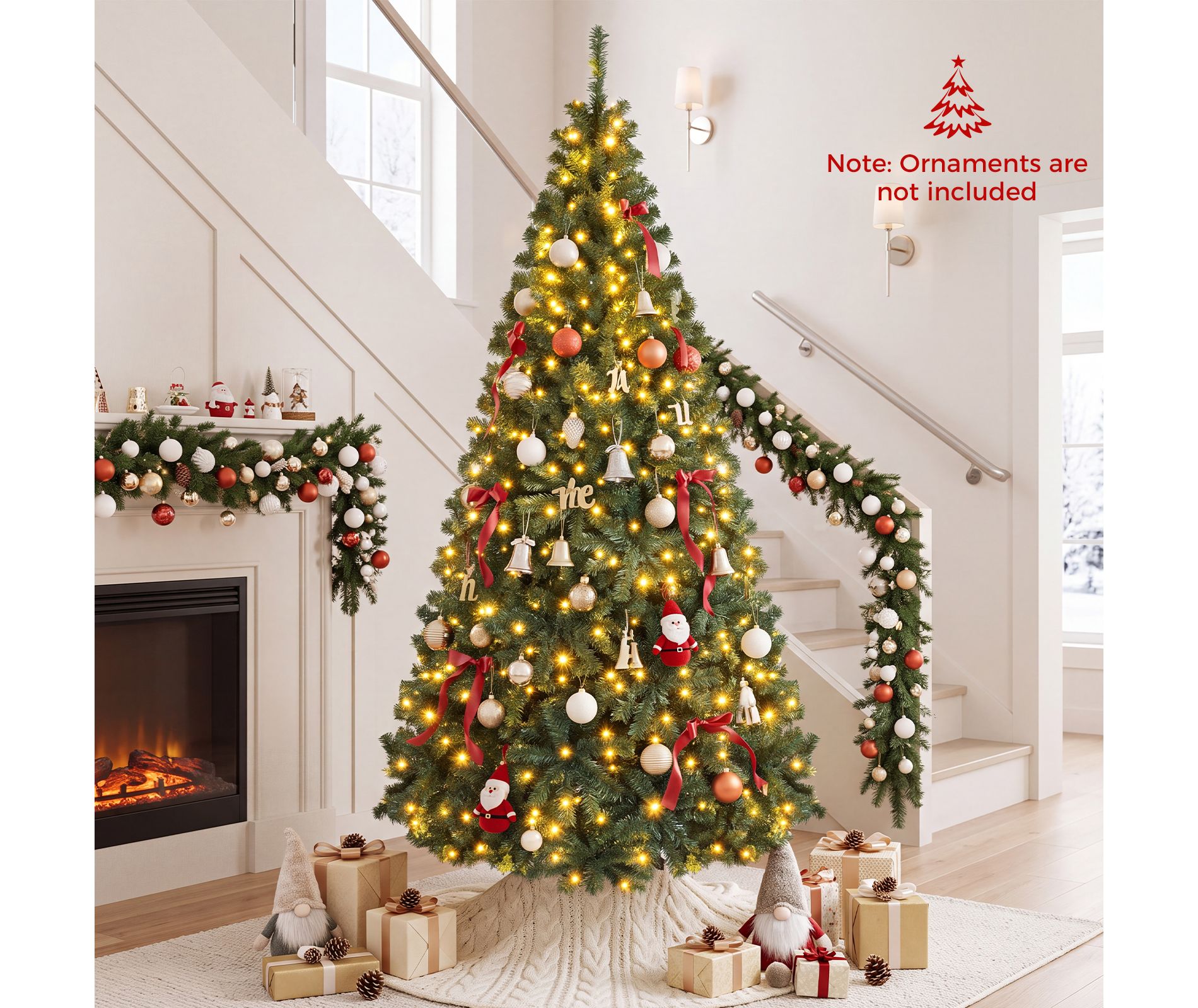 Costway 7Ft Pre-Lit Artificial Christmas Tree Hinged 500 LED Lights