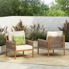 1pc Outdoor Lounge Chair with Solid Wood Frame and Weather Resistant Cushions No Table Included for Patio or Garden - Coolbibila - 3 of 4