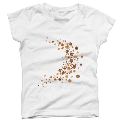 Girl's Design By Humans Golden Flower Buds Breeze By designnatures T-Shirt