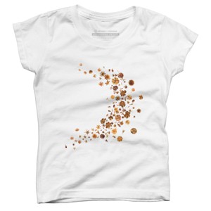 Girl's Design By Humans Golden Flower Buds Breeze By designnatures T-Shirt - 1 of 3