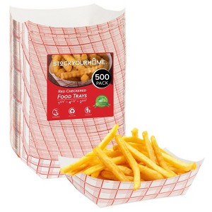 Stock Your Home Medium Red & White Checkered Disposable Paper Food Serving Trays (500 Pack) - 1 of 3