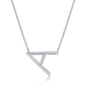 Bella Silver Sterling Silver Sideways Initial 18" Pendant Necklace - Available Colors: Silver, Gold - 1 of 2