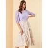 Allegra K Women's Vintage Round Neck Elbow Sleeve Semi Sheer Lace Blouse - 2 of 4