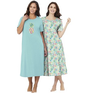 Dreams & Co. Women's Plus Size 2-Pack Long Sleepshirts - 1 of 4