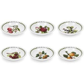 Portmeirion Pomona Oatmeal Soup Bowl, Set of 6, Made in England - Assorted Fruits Motifs,6.5 Inch