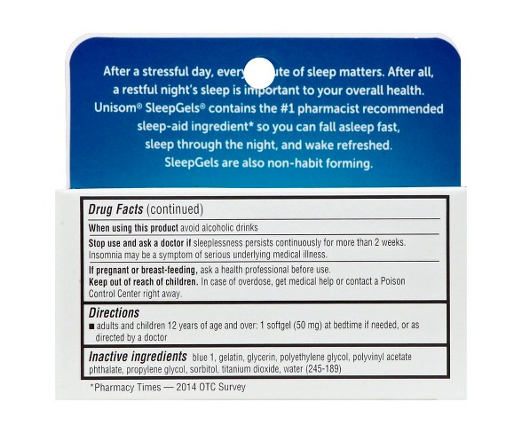 Unisom Gels Nighttime -Aid Softgels - Diphenhydramine HCl - 32ct
