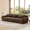 114 inch Brown Plush Fabric Sectional Sofa Couches with Throw Pillows ( Buckle Connection) - 2 of 4