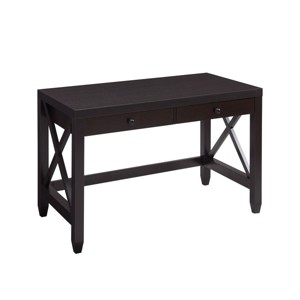 GlasFlength Desks Computer Desk Office Desk Writing Table Desk with Drawers Cabinet for Small Space Home Office, Black, 47.25"*23.25"*30" - 1 of 4