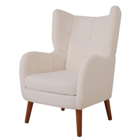 Christopher Knight Home Bines Modern Upholstered Teddy Wool Accent Chair With Tapered Birch Wood Legs Beige Target