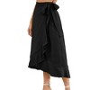 Womens High Wasit Wrap Side Tie Irregular Hem Chiffon Maxi Skirts - 4 of 4