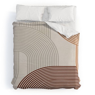 King Iveta Abolina Mid Century Line Art 100% Cotton Duvet Set Brown - Deny Designs