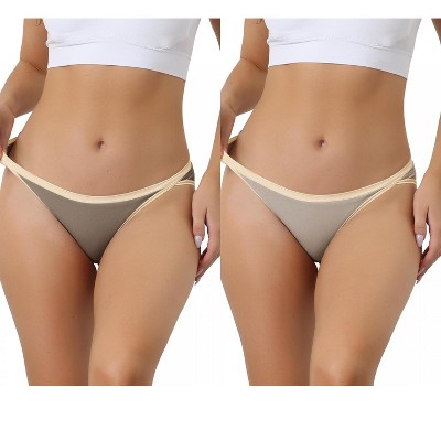 Allegra K Women's Cotton Low Waist Stretch Soft Comfortable High Cut Underwear 2 Packs