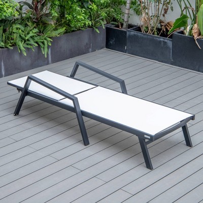 Marlin Black Aluminum Patio Chaise Lounge Chair with White Sling