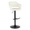 Contemporary Adjustable Barstool with Swivel, Faux Leather, Rounded T Footrest, Set of 2 - 2 of 4