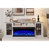 40in 3 Sided  Fireplace + 75inch wooden cabinet,12 colors of flame and log color ,120V 750W/1500W,Tempered glass TV cabinet - 4 of 4