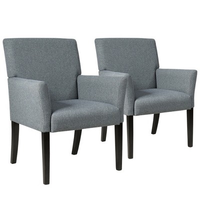 Costway Set of 2 Arm Chair Guest Chair Home Office w/ Wooden Legs