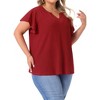 Agnes Orinda Women's Plus Size Textured V Neck Ruffle Short Sleeve Casual Tops - 2 of 4