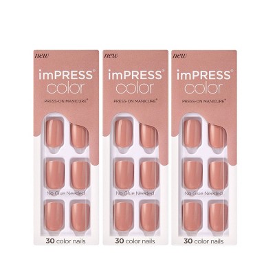 Kiss Impress Press-on Manicure Color Fake Nails - Sandbox - 3pk/90ct ...