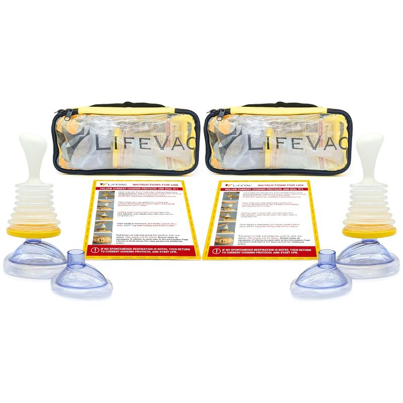 LifeVac Travel Kit, Pack of 2 Choking Rescue Devices for Infants, Kids and Adults | First Aid Airway Blockage Assist Devices, Yellow, 1 of 13