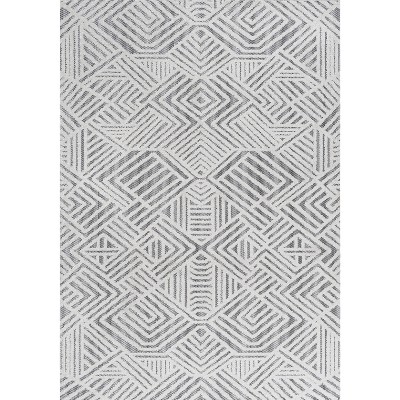 Jordan Ivory Geometric Synthetic 3'x5' Indoor/Outdoor Rug