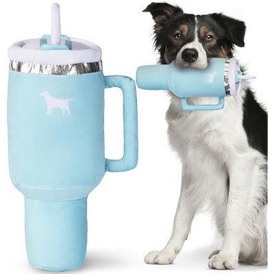 Pup Cup Tumbler Dog Toy ¨C Birthday Dog Toy, Funny Squeaky Plush Puppy Gift, Cute Birthday Present (Mint Green)