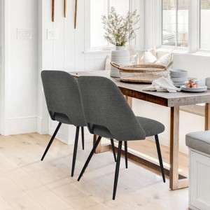 Edwin 21.6" Wider Seat Upholstered Dining Chairs Set Of 2,Modern Kitchen Armless Dining Chair With Black Metal Legs-Maison Boucle - 1 of 4