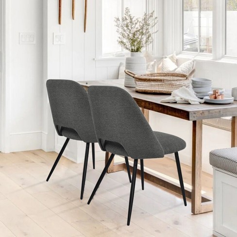 Dark grey best sale tufted dining chairs