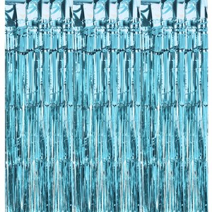 Unique Bargains Wedding Birthday Decoration Foil Fringe Backdrop Curtains 3 Pcs - 1 of 4