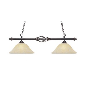 Toltec Lighting Elegante 2 - Light Island Pendant Light in  Dark Granite with 12" Amber Marble Shade - 1 of 1