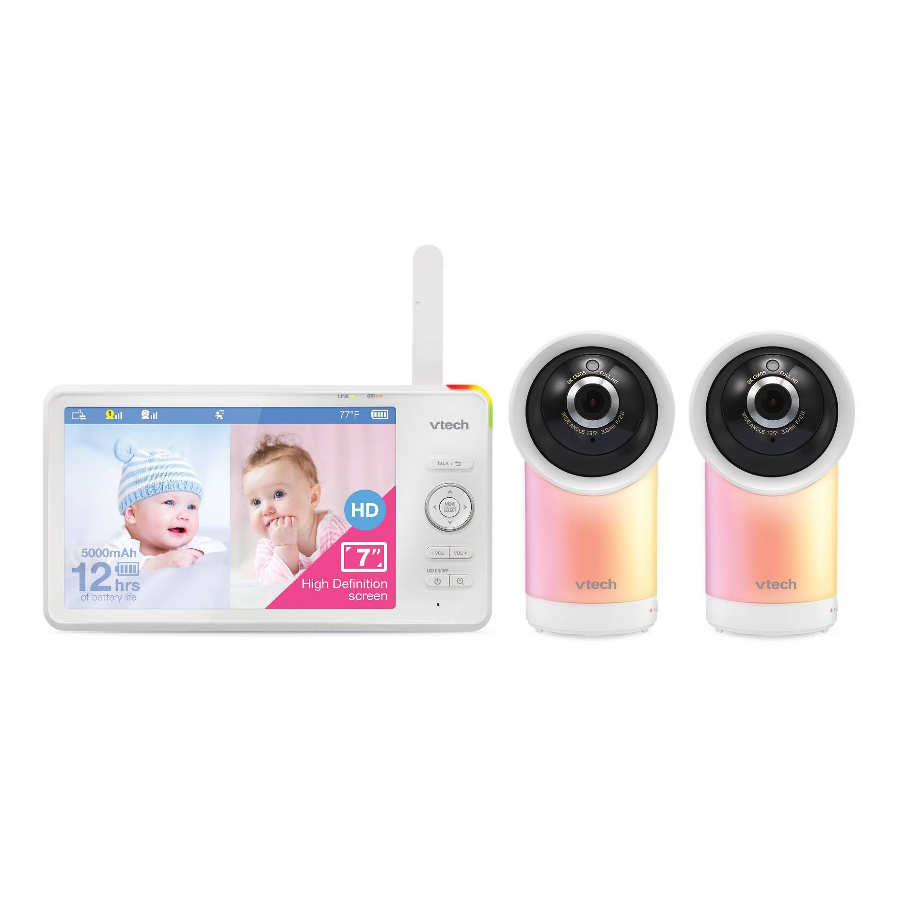 VTech 2 Camera 7" HD Smart Pan & Tilt Video Baby Monitor