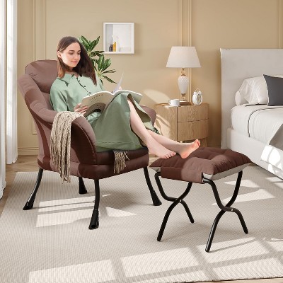 Lazy Chair, Modern Recliner Armchair, Foldable Ottoman and Detachable Cover, Comfortable Cotton Sofa, Iron Frame, Easy Care