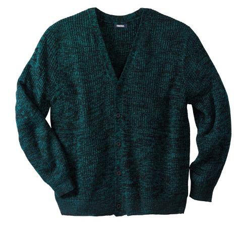 KingSize Men s Big Tall Shaker Knit V Neck Cardigan Sweater Big 9XL Midnight Teal Marl Multicolored