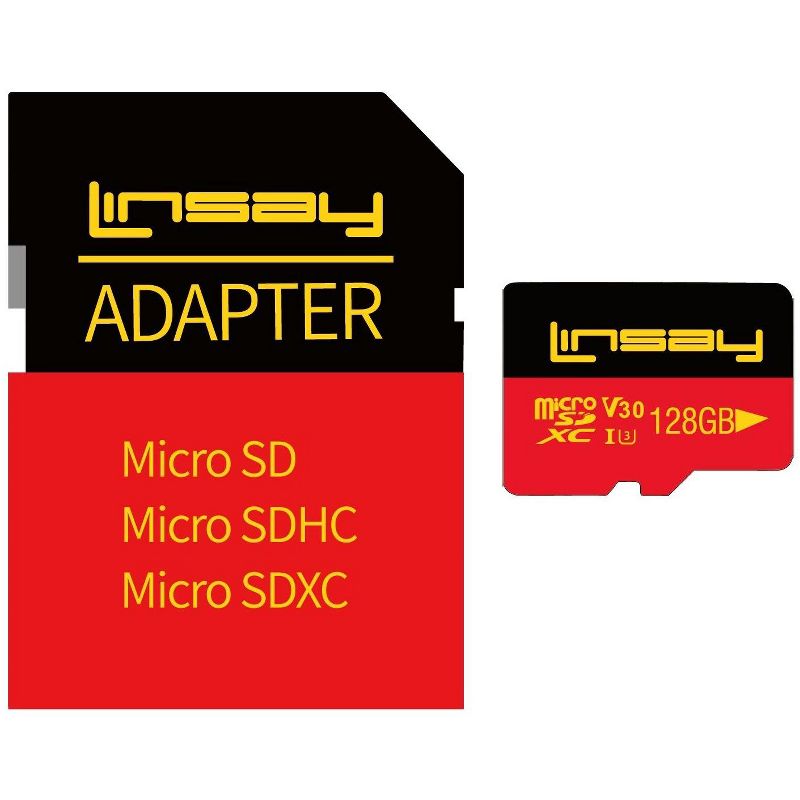 LINSAY High Speed Micro SD CARD 128GB V30 4K ULTRA HD, 1 of 2